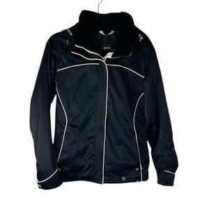 Nils women’s black with white trim hooded ski coat size 8